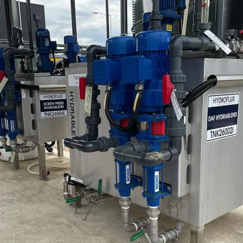 One of the smaller fully automated HydraBLEND® polymer dosing systems blending up to 2 Kg/hr.