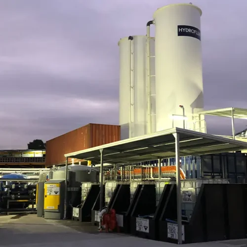 IBC and bulk chemical storage at a construction site