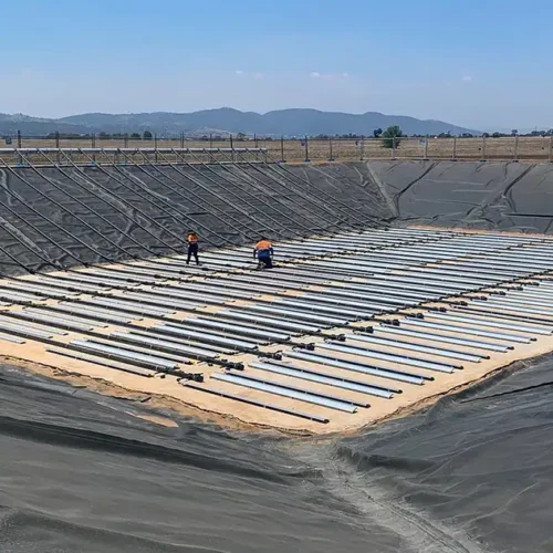 Fine bubble diffusers offer considerable power savings over surface aeration and can be  installed in lagoons or tanks. The above  photo shows Aerostrip fine bubble diffusers being installed in an SBR at a rendering facility.