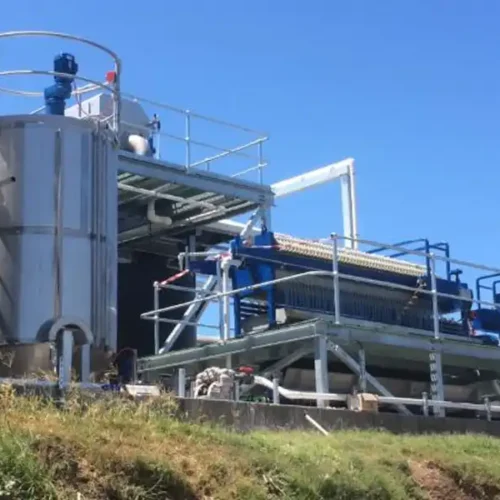 Twin CakeMax filter presses being used for dewatering DAF sludge